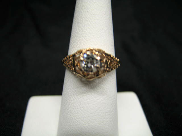 Appraisal: Diamond Solitaire Ring carat in k yellow gold filagree setting