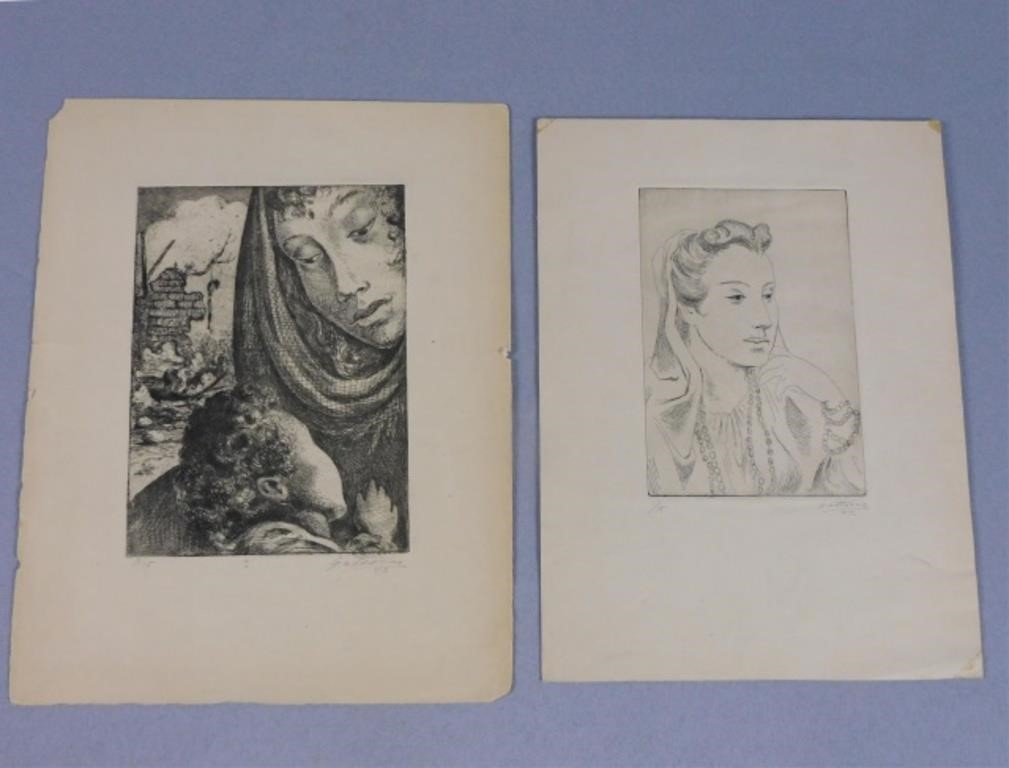 Appraisal: ANTONIO GATTORNO - CUBA NEW YORK Massachusetts two etchings To