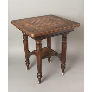 Appraisal: Folsom Prison Made Parquetry Game Table Wood parquetry game table