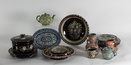 Appraisal: Thoune pottery A quantity of items enamelled with floral designs