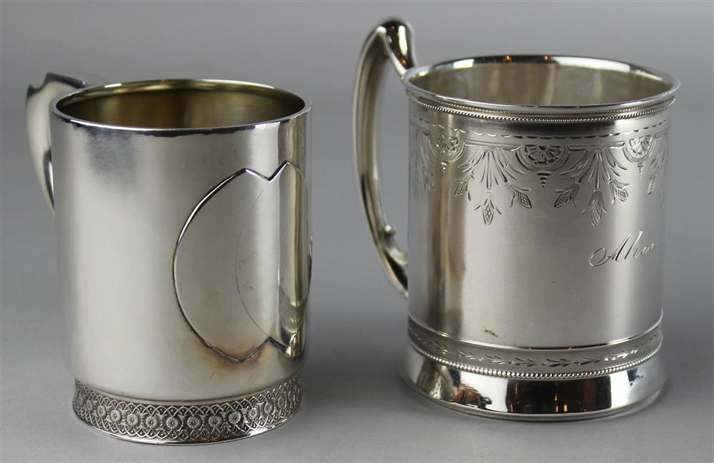 Appraisal: A TIFFANY CO SILVER MUG AND A GORHAM SILVER MUG