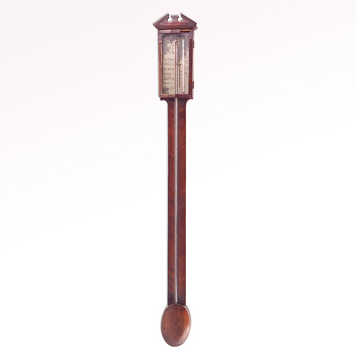 Appraisal: James Bishop mahogany stick barometer Edinburgh c with exposed tube