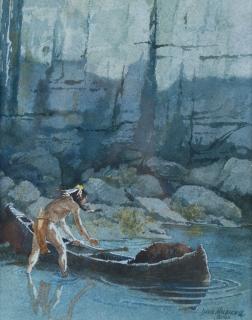 Appraisal: Portaging the River by David Halbach David Halbach - watercolor