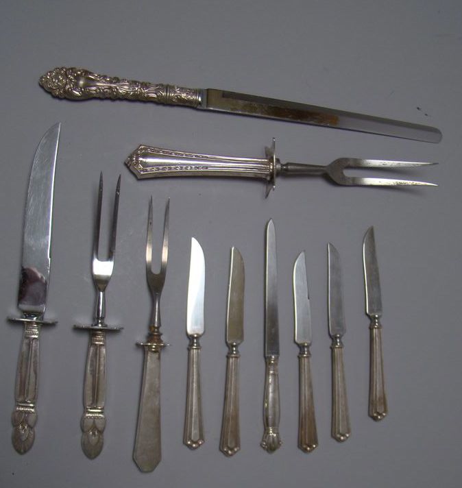 Appraisal: ELEVEN PIECES OF STERLING SILVER-HANDLED CUTLERY By various makers Small