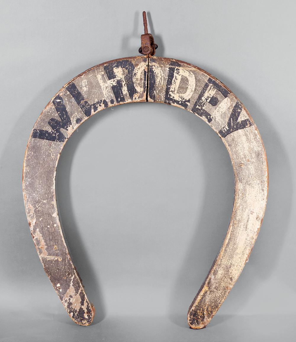 Appraisal: American Painted Horseshoe Trade Sign th c each side painted