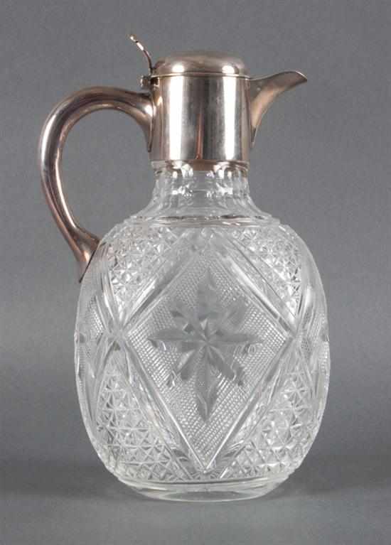 Appraisal: English sterling-silver-mounted cut glass jug H Wilkinson Co Sheffield with