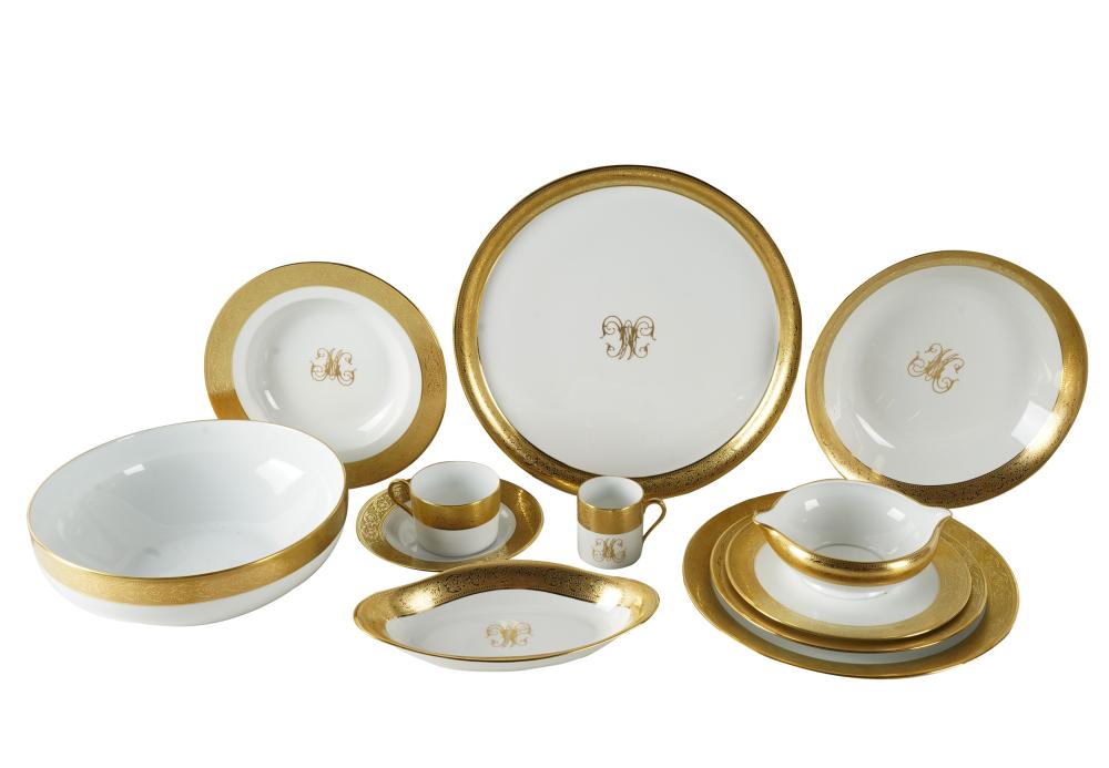 Appraisal: RAYNAUD LIMOGES GILT PORCELAIN SERVICEprinted factory marks hand decorated monogrammed