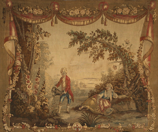 Appraisal: Aubusson Panel th Century Depicting a man and woman in