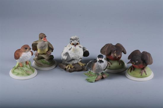 Appraisal: SIX BOEHM PORCELAIN FIGURES OF BABY BIRDS Stamped underside Including