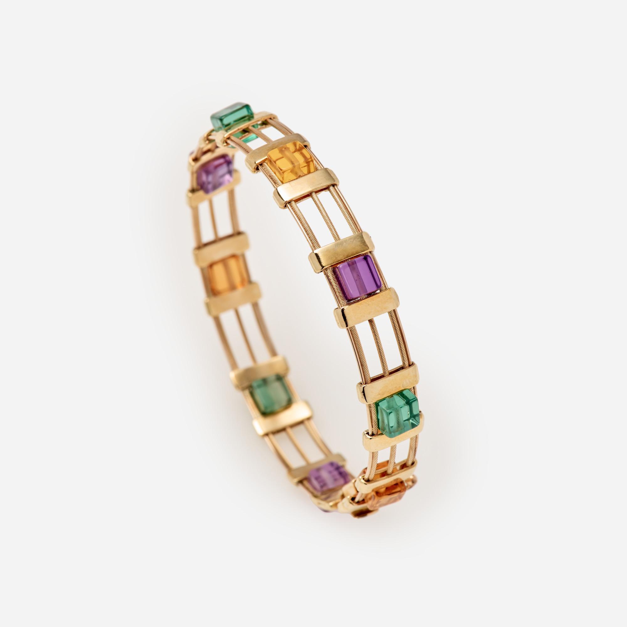 Appraisal: CITRINE AMETHYST AQUAMARINE CABLE BRACELET K MP A k yellow