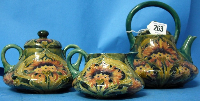 Appraisal: Moorcroft Teaset decorated in the Cornflower design comprising of Teapot