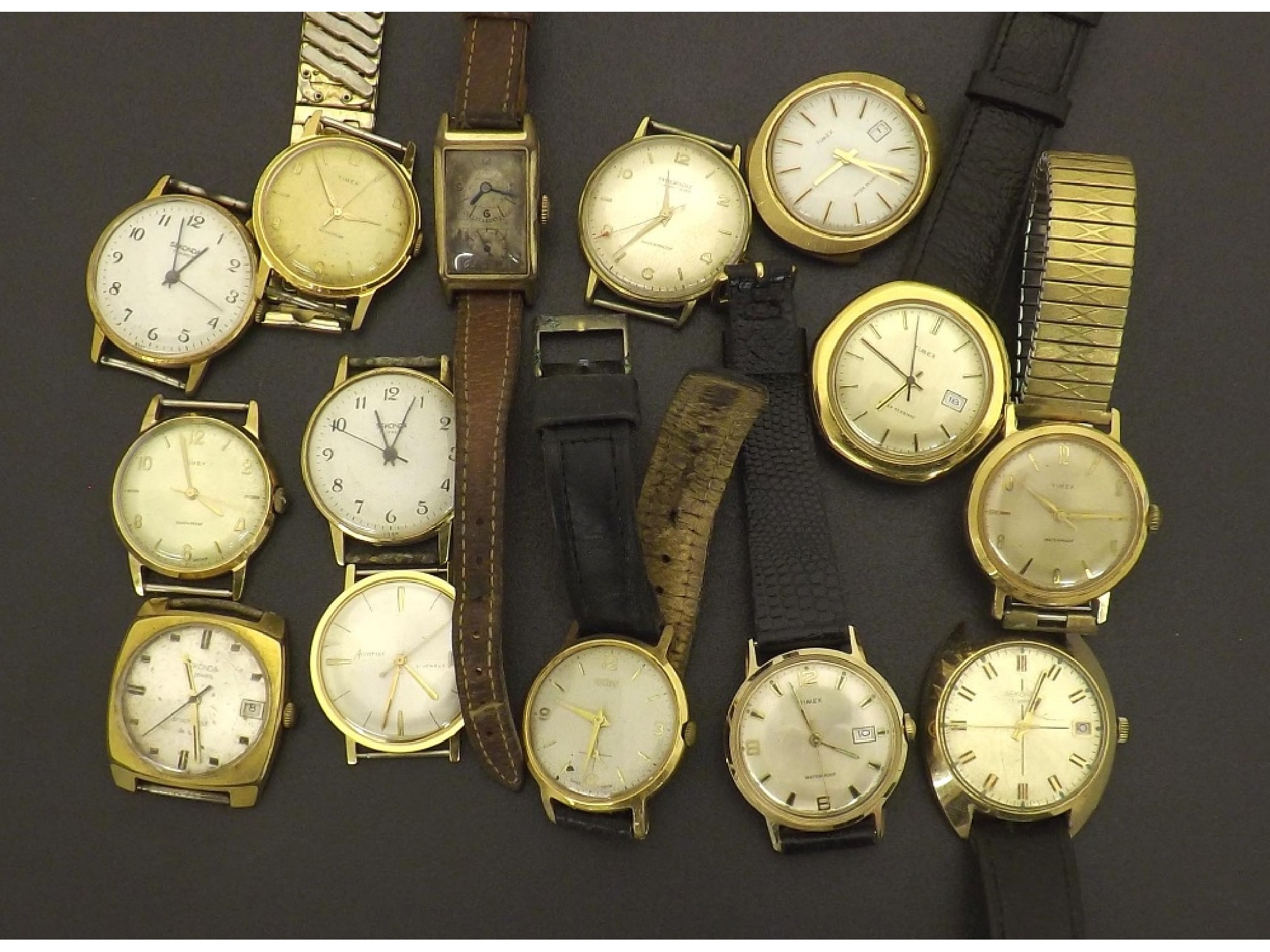 Appraisal: Selection of gold plated gentlemen's wristwatches to include Accurist Oris