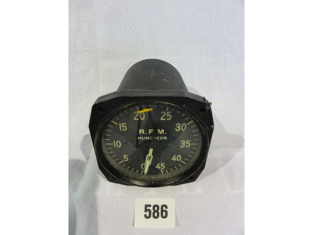 Appraisal: A rev counting meter from a racing car with aluminous