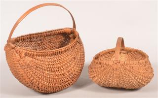 Appraisal: Two Woven Splint Baskets Half Basket and Egg Basket Both