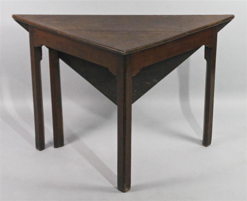 Appraisal: GEORGIAN ENGLISH OAK HANDKERCHIEF TABLE having a molded square top