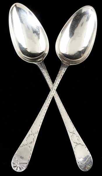 Appraisal: Pair of George III Silver Tablespoons Newcastle with sponsor's mark