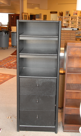 Appraisal: Contemporary Black Painted Cabinet with two sliding shelves over three