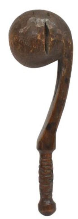 Appraisal: Hardwood club hand-carved from one piece of wood the handle