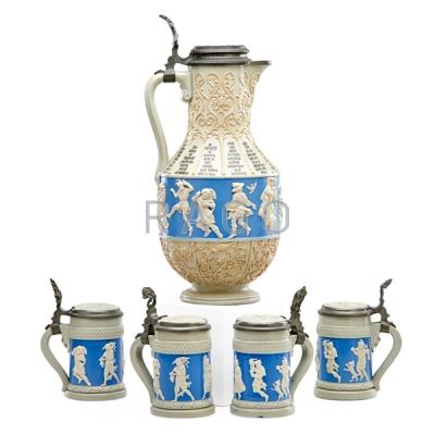 Appraisal: VILLEROY BOCH METTLACH STONEWARE DRINKING SET Condition Report