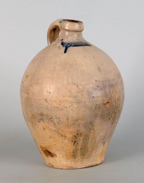 Appraisal: Ohio stoneware ovoid jug th c impressed J Bennace h