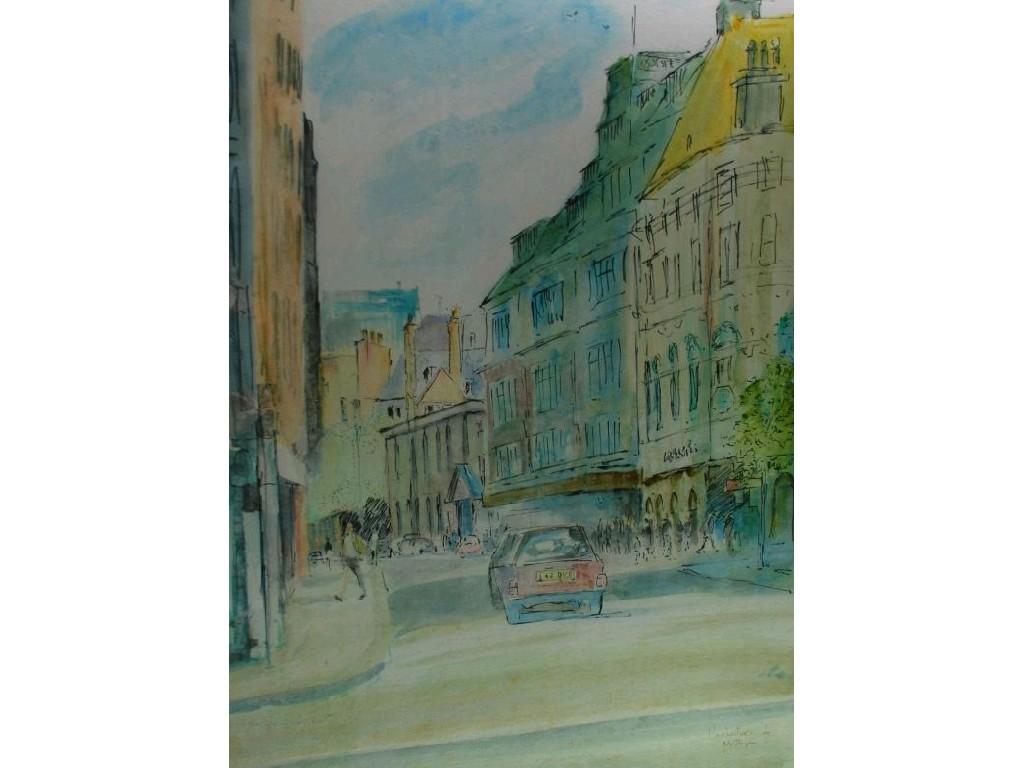 Appraisal: JOHN THOMPSON b FELT PEN AND WATERCOLOUR'Manchester'signed monogrammed and titled