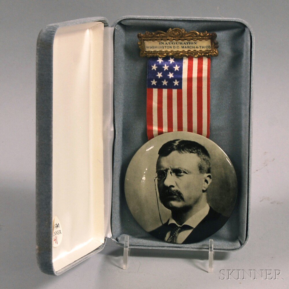 Appraisal: Theodore Roosevelt Inauguration Day Hanger Pin with a large mounted