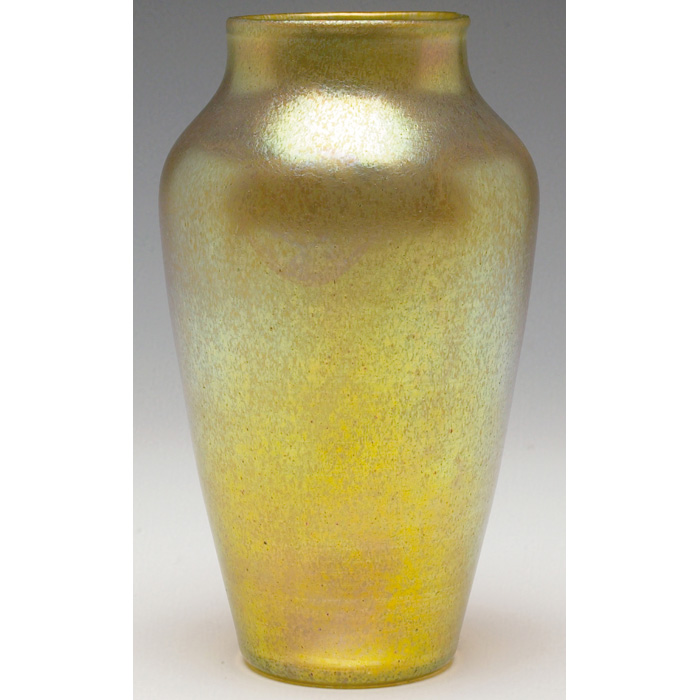 Appraisal: Loetz vase attribution shouldered form in gold iridescent glass h