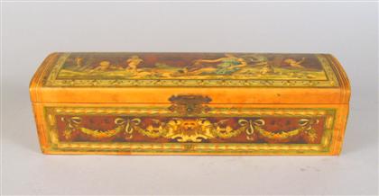 Appraisal: Domed paper covered glove box early th century Of rectangular