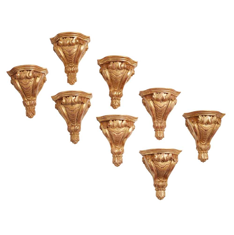 Appraisal: GROUP OF EIGHT GILTWOOD WALL BRACKETS OF RECENT MANUFACTURE with