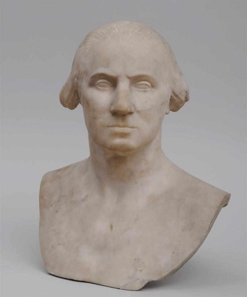 Appraisal: AFTER JEAN-CLAUDE HOUDON PORTRAIT BUST OF GEORGE WASHINGTON Marble Provenance