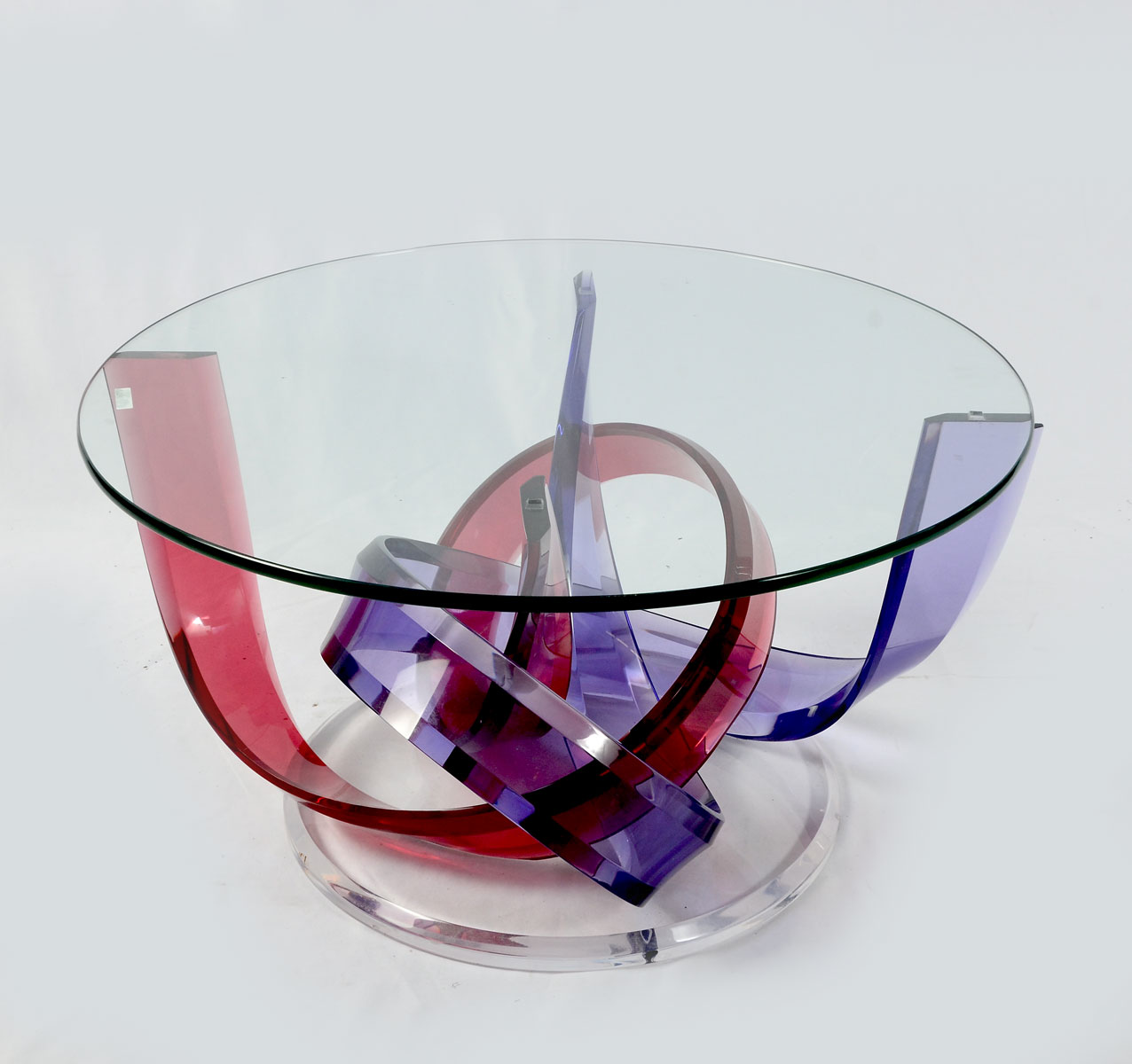 Appraisal: ACRYLIC SHLOMI HAZIZA TABLE Modern Acrylic sculpture table having a