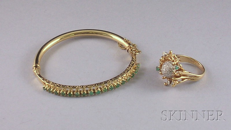 Appraisal: Two kt Gold and Gemstone Jewelry Items a kt gold