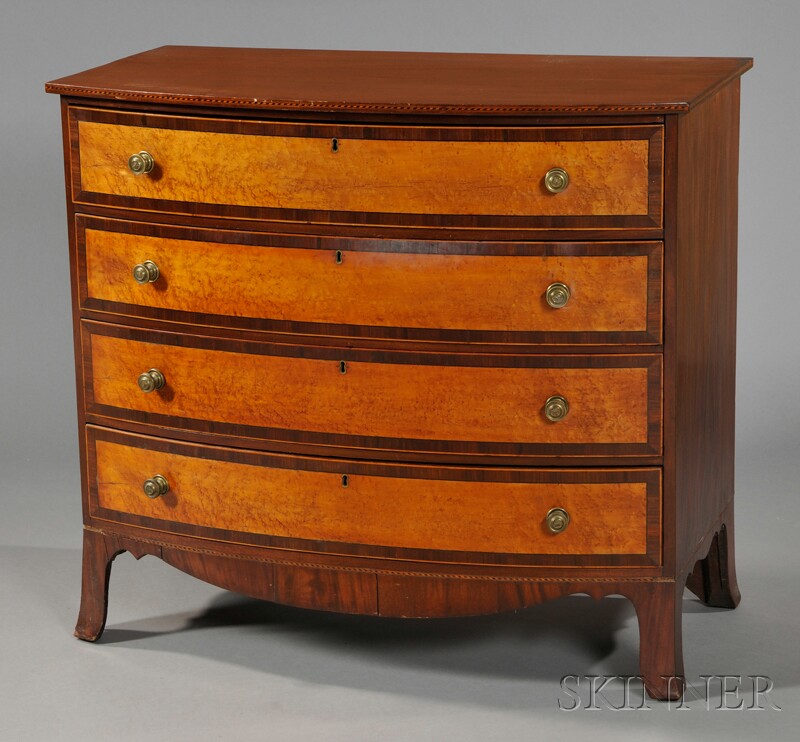 Appraisal: Federal Inlaid Mahogany and Bird's-eye Maple and Rosewood Veneer Bowfront