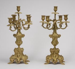 Appraisal: th c gilt bronze candelabra h Pair of late th