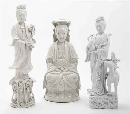 Appraisal: A Collection of Blanc-de-Chine Figures comprising a standing lady with