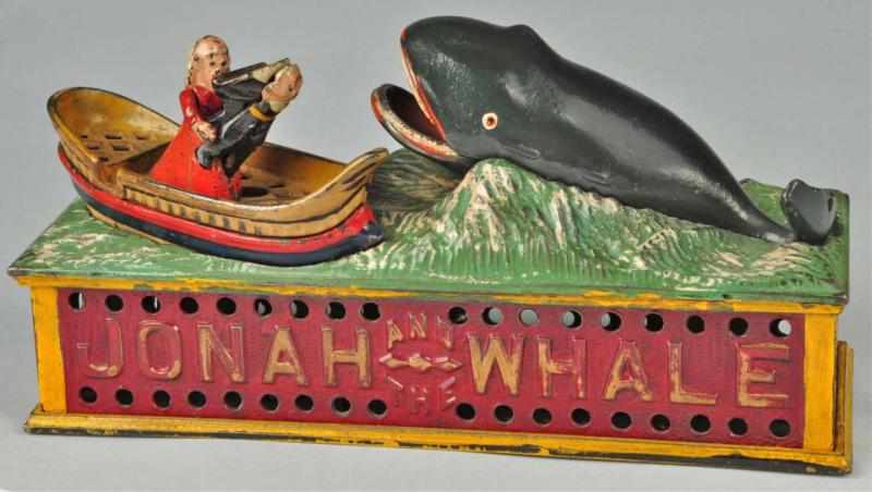 Appraisal: Cast Iron Jonah The Whale Mechanical Bank Description Working Manufactured