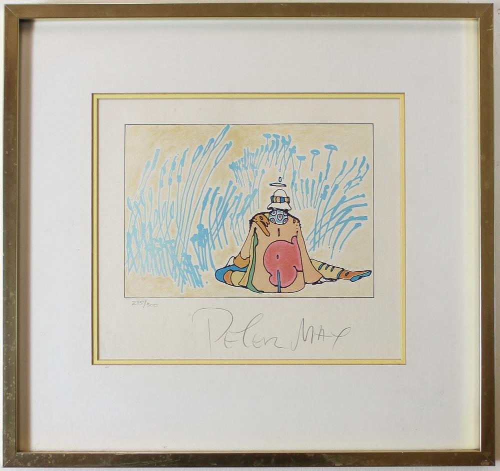 Appraisal: PETER MAX NEW YORK B COLOR LITHOGRAPH 's seated figure