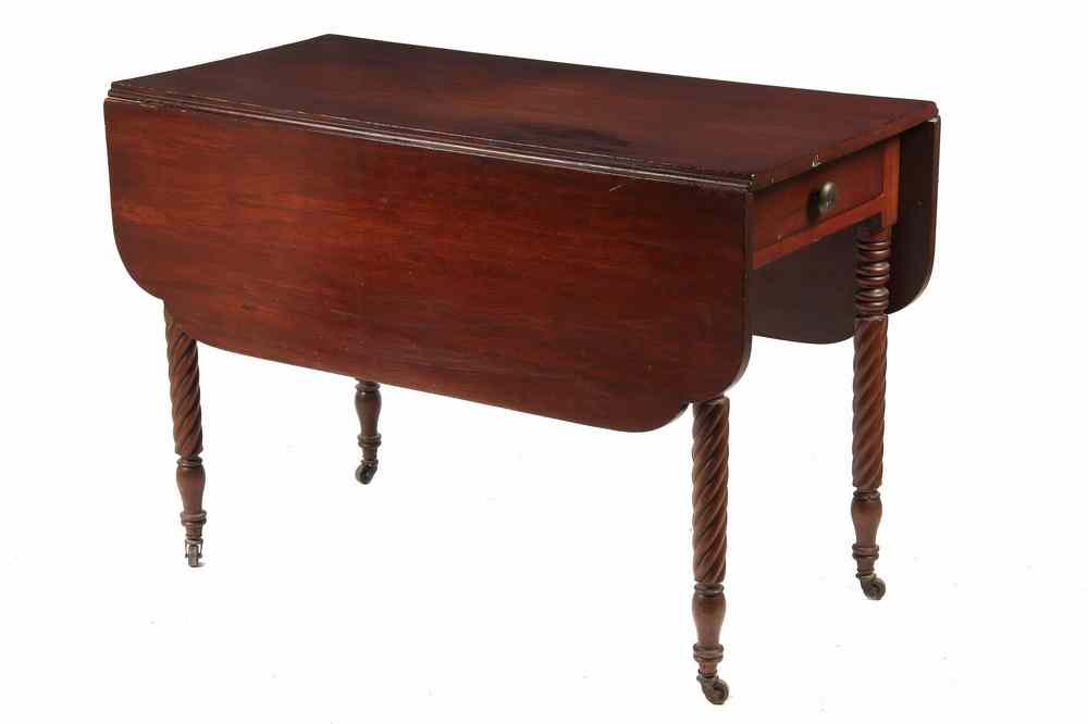 Appraisal: DROP LEAF TEA TABLE - Country Sheraton Drop-Leaf Red Walnut