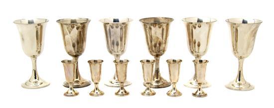 Appraisal: Set of Six American Sterling Silver Goblets International in the