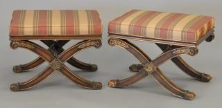 Appraisal: Pair Ethan Allen footstools with crewel bases ht in top