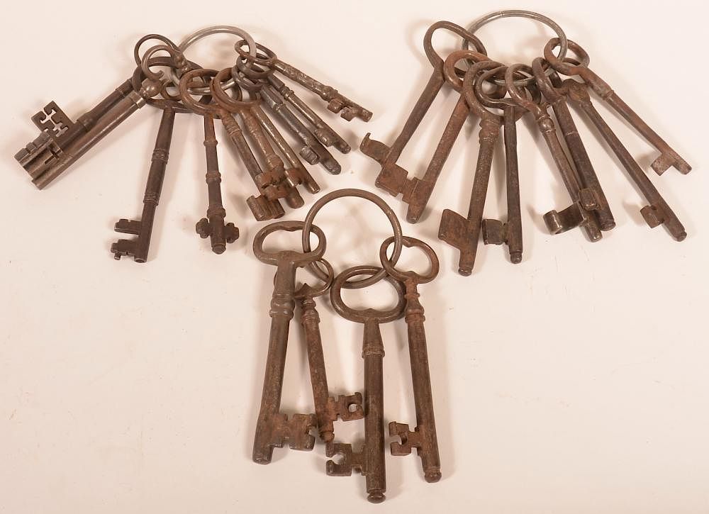 Appraisal: Twenty Two th Century Iron Skeleton Keys Lot of Twenty