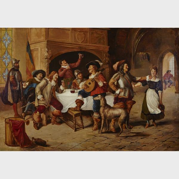 Appraisal: Andreo Baretti th Century THE CELEBRATION FEASTING CAVALIERS Italian Oil