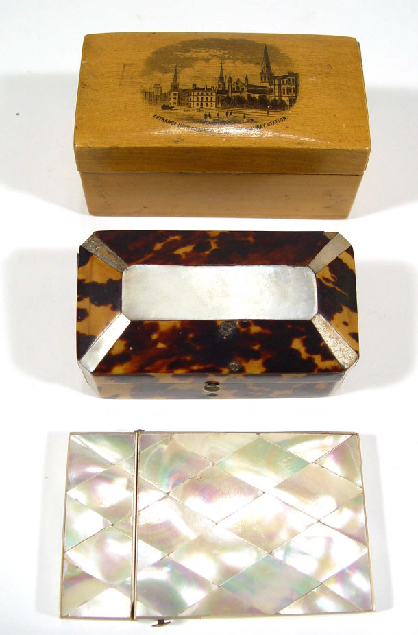 Appraisal: Mother of pearl card case a rectangular tortoiseshell and mother