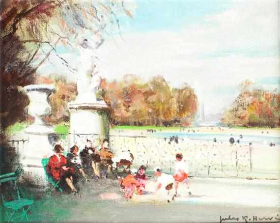 Appraisal: Jules Rene Herve French - Outing at the Park oil