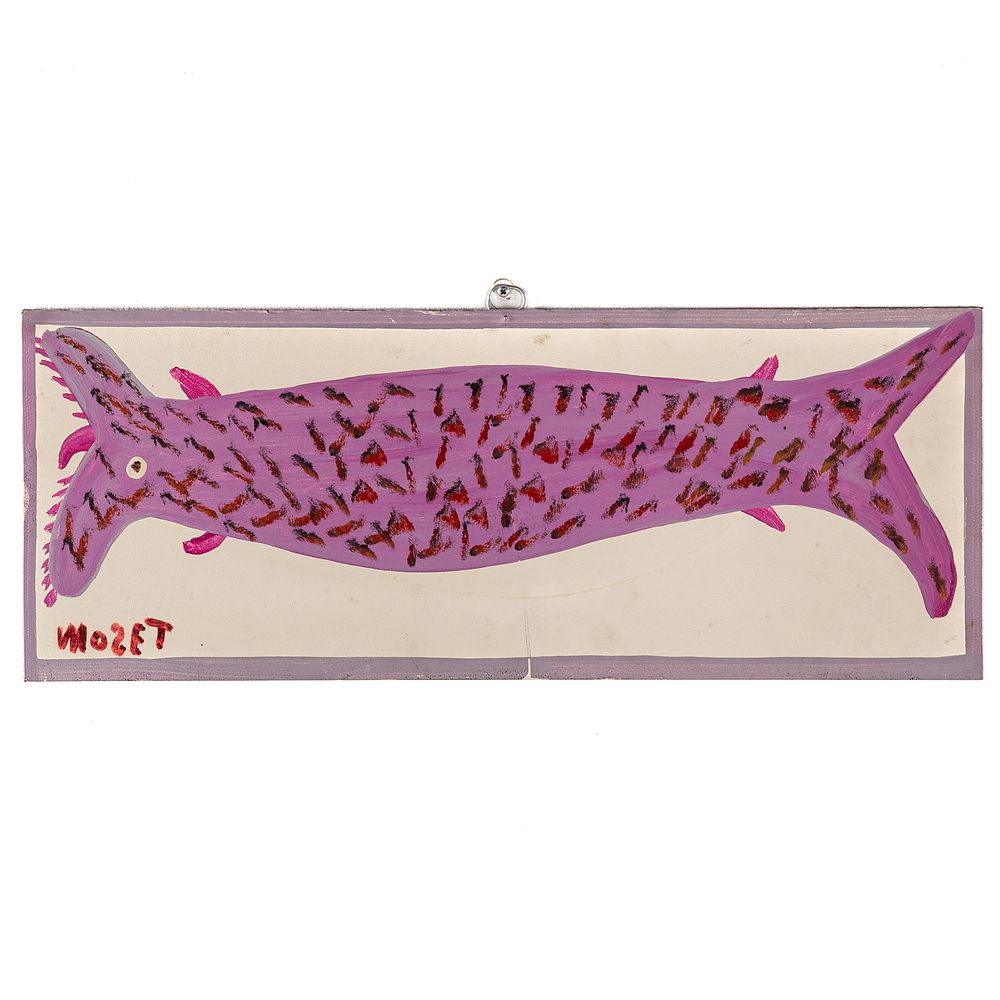 Appraisal: Mose Tolliver Pink Fish oil on wood American - Oil