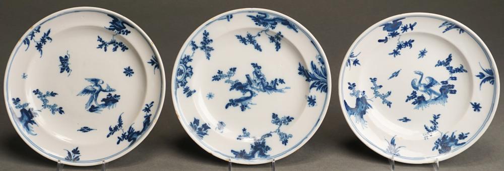 Appraisal: Three Continental Blue Decorated Faience Ware Plates D in cm