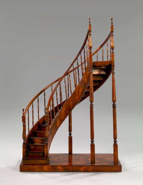 Appraisal: Large English Sawn and Turned Mahogany Model of a Spiral