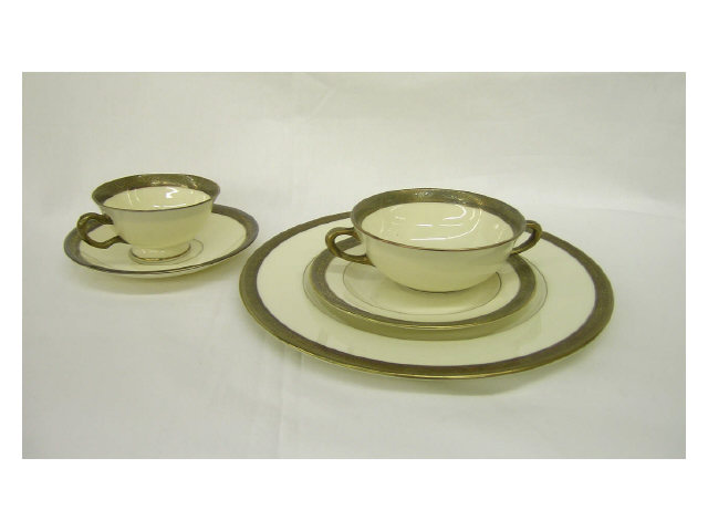 Appraisal: Partial set of Silver-Lenox bone china including plates cups soup