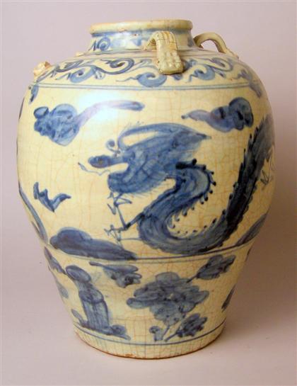 Appraisal: Large Chinese Swatow blue and white jar ming dynasty Of