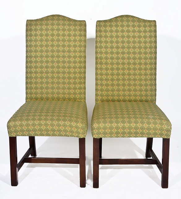 Appraisal: A SET OF EIGHT STAINED BEECH AND UPHOLSTERED DINING CHAIRS